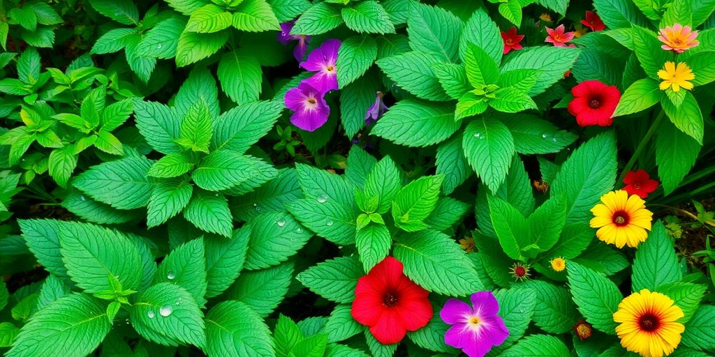 Plantes adaptées à l'humidité et aux précipitations.