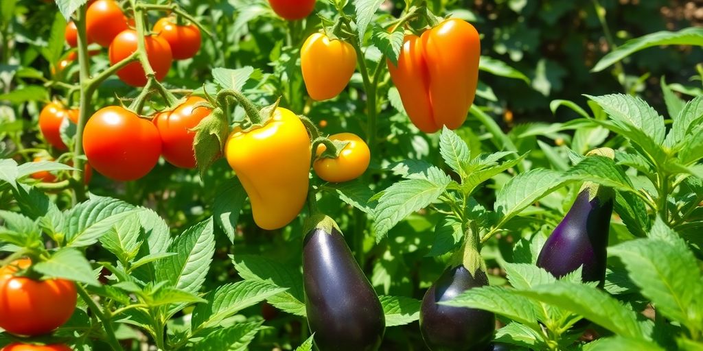 Légumes-fruits colorés sous un soleil éclatant.