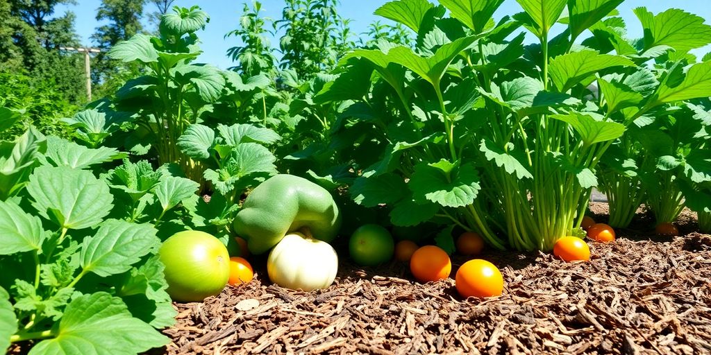 Jardin potager sans mauvaises herbes, légumes en pleine croissance.