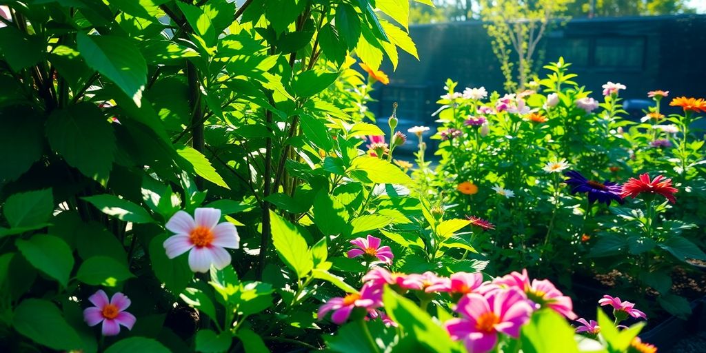 Jardin sain avec des plantes bien espacées.