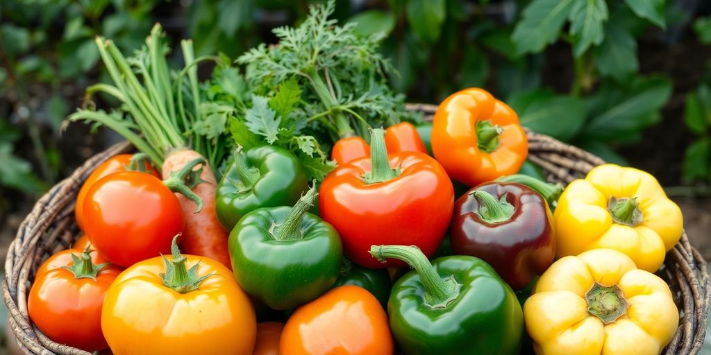 Panier de légumes frais récoltés.