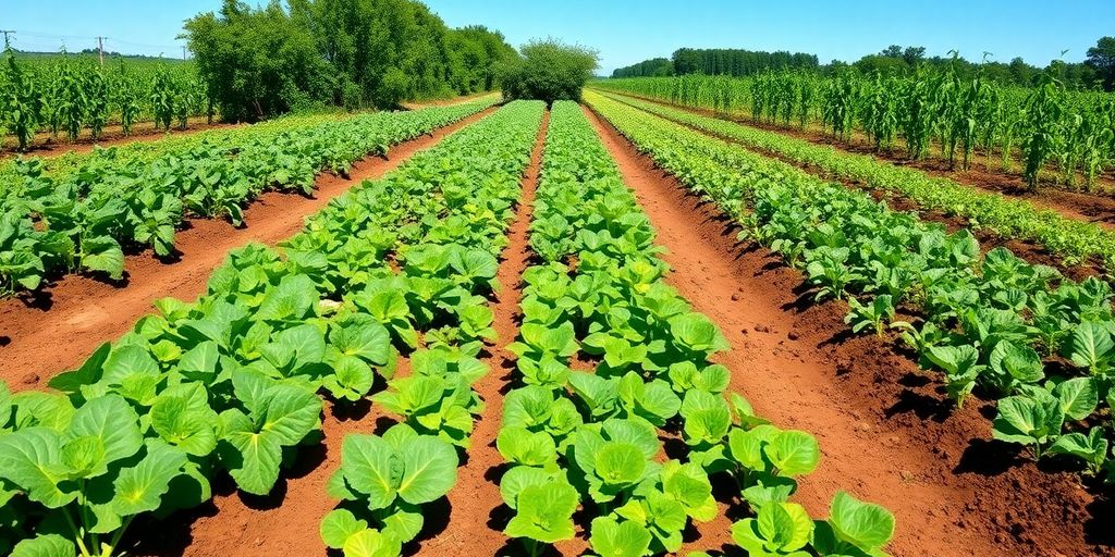 Des cultures variées en rotation dans un champ.