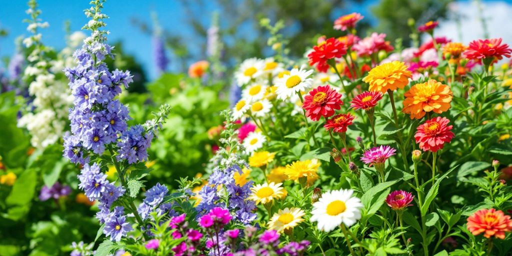 Jardin coloré avec différentes plantes adaptées au climat.