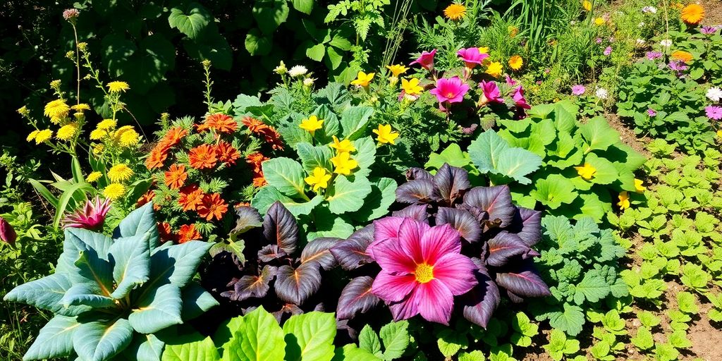 Un potager coloré avec différentes plantes bien associées.