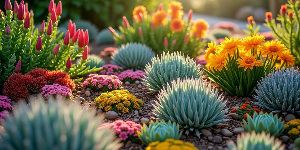 Plantes résistantes à la sécheresse dans un jardin.