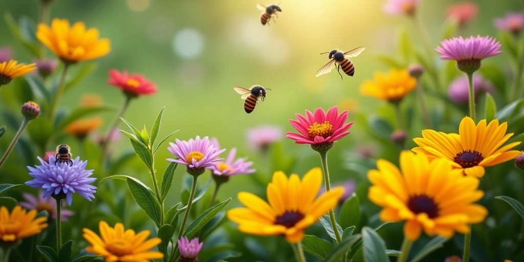 Jardin coloré attirant des insectes bénéfiques.