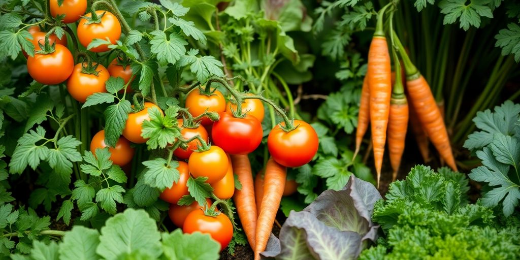 Un potager coloré avec des légumes assortis.