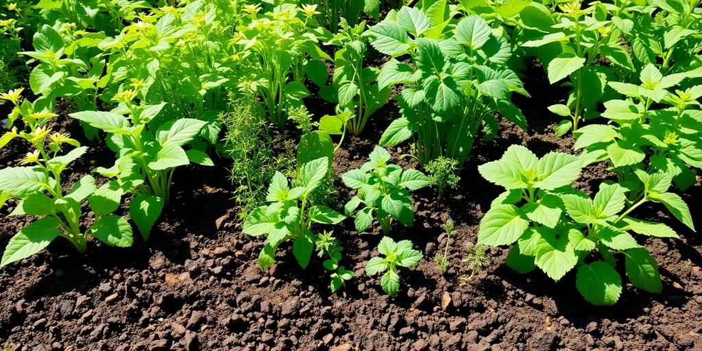 Plantes variées pour enrichir le sol du potager.