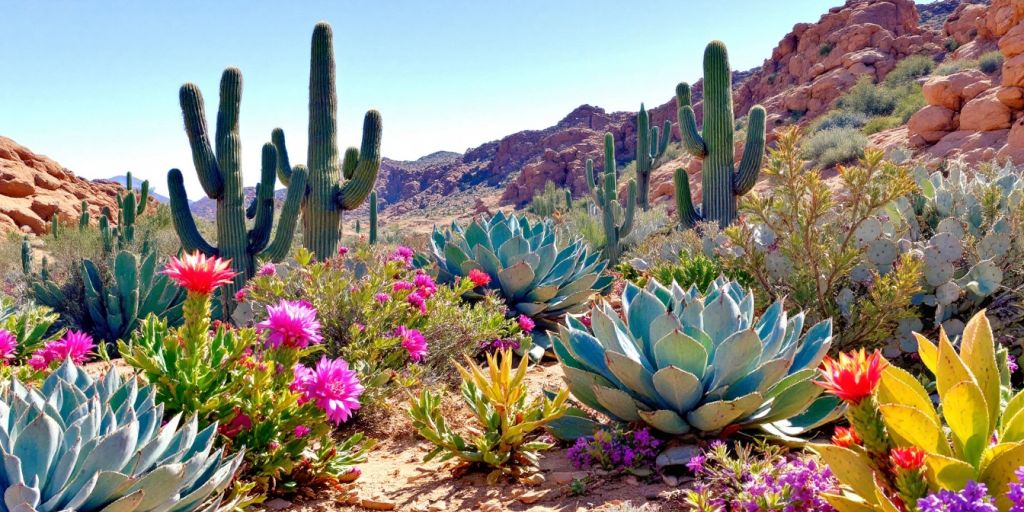 Des plantes résistantes à la sécheresse dans le désert.