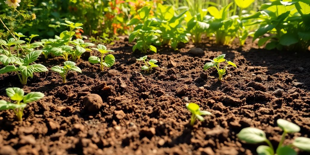 Sol fertile avec des plantes bien développées.