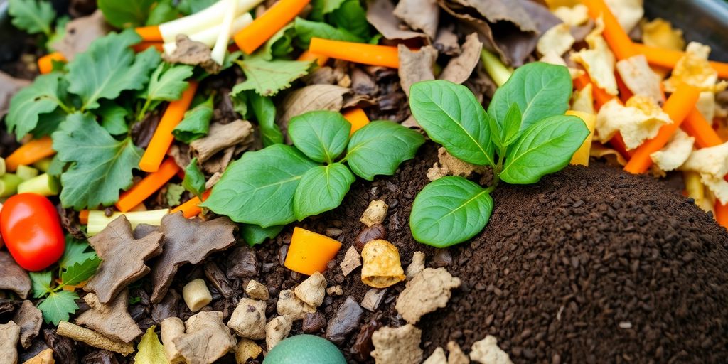 Un compost fait maison avec des matériaux organiques.