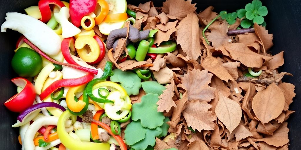 Divers matériaux de compost dans un bac de jardin.