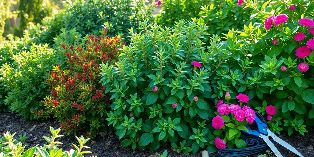 Arbustes nécessitant une taille dans un jardin.