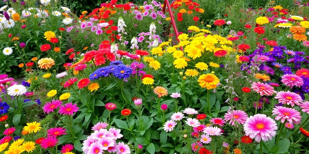 Un jardin fleuri avec des fleurs colorées toute l'année.