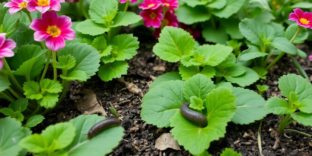 Des limaces sur des feuilles dans le jardin.